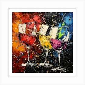 Three Wine Glasses Art 2 Art Print