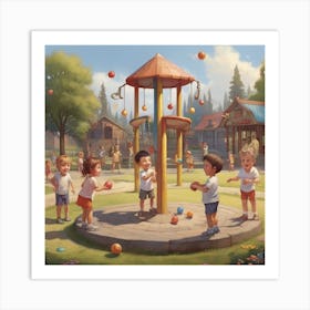 Children Playing In A Playground Art Print