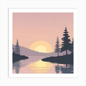 Sunset By The Lake Art Print