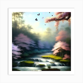 Japanese Waterfall Art Print