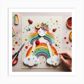 Rainbow Paper Art Art Print