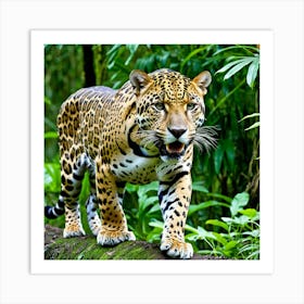 Jaguar Wildcat Feline Predator Carnivore Big Cat Spotted Wildlife Rainforest Stealthy Powe (3) Art Print