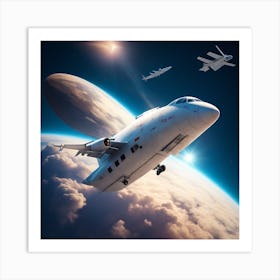 Spaceships In Space Art Print