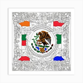 Mexico Flag Coloring Page 5 Art Print