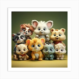 Group Of Cartoon Animals Art Print