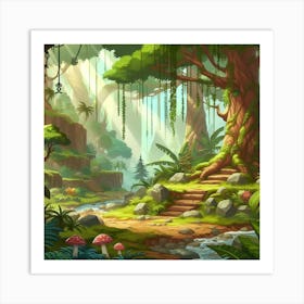 Cartoon Forest 1 Art Print