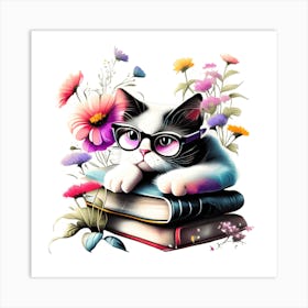 Cat With Glasses Art Print