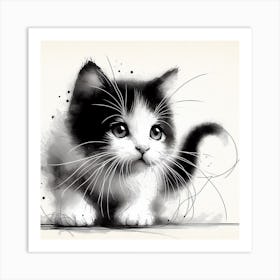 Black And White Kitten Art Print