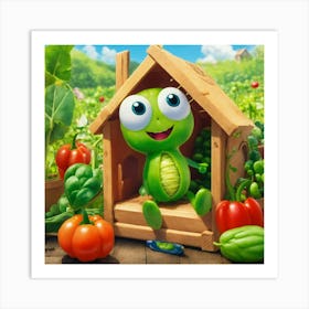 On A Sunny Morning In The Village Of Vegetables (3) Art Print