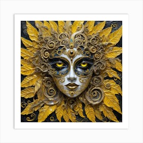 Golden Sun Mask Art Print