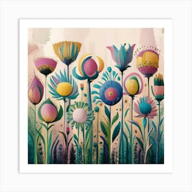 A Vibrant And Abstract Illustration Of 10 Flowers J5je5gctswqssrd0beifeq Hcz2k0 Jtuccljd9ahwdhq Art Print