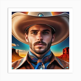 Cowboy In Hat 8 Art Print
