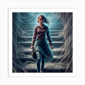 Girl with cobwebs Art Print