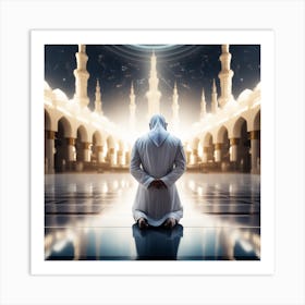 Muslim Man Praying In Mosque 1 Art Print