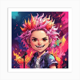 Girl With Pink Hair Art Print