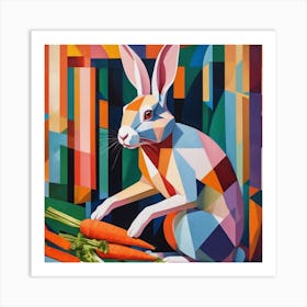 Rabbit Eating Carrots Art Print