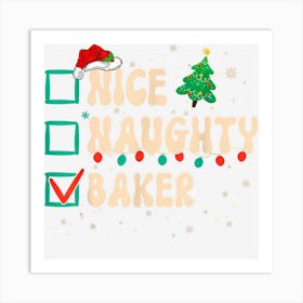 Nice Naughty Baker Christmas Santa Hat Retro Groovy Art Print