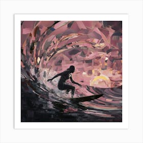 Surfer At Sunset 2 Art Print