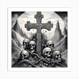 Skulls And Cross 3 Art Print