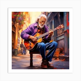 Old Man Playing Guitar 14 Art Print