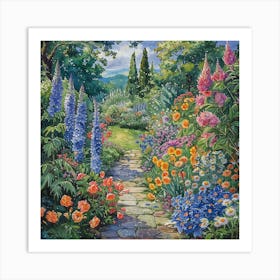 William Morris Flower Garden in Spring Art Print