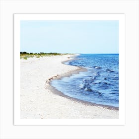 Seashore beach sand sky water sea waves square photo photography Art Print