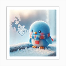 Blue Bird In Winter 1 Art Print