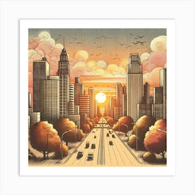 Sunset Cityscape Art Print