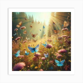 Butterflies In The Meadow Art Print