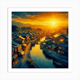 Sunset In Kyoto Art Print