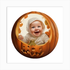 Baby In A Pumpkin Art Print