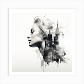 Portrait Of A Woman New York multi exposure  Art Print