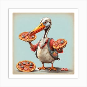 Pizza Pelican Art Print