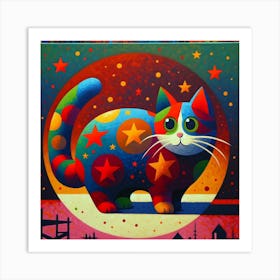 Cat With Stars Art Print