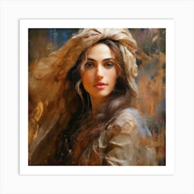 Woman With A Head Scarf Art Print