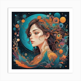 Girl In Space Art Print