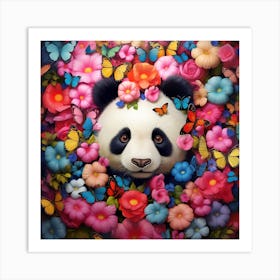 Panda Bear In Flowers 1 Art Print