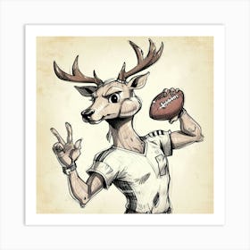 Deer Football Player 3 Art Print