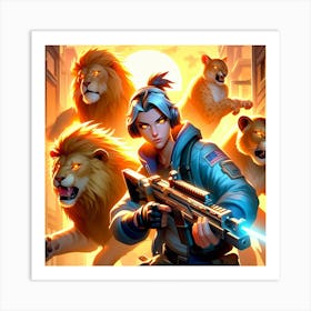 Lions And Lions 1 Art Print