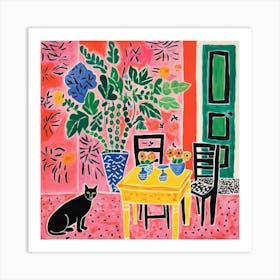 Cat At The Table 19 Art Print