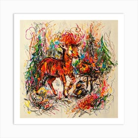 Deer In The Forest 3 Art Print