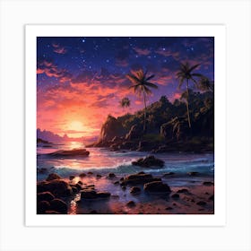 Sunset At The Beach 2 Art Print