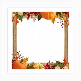 Autumnal Frame Featuring Festive Thanksgiving Elements Cornucopias Overflowing With Autumn Bounty Art Print