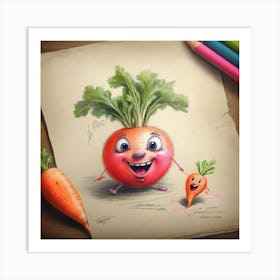 Carrot Drawing 4 Art Print