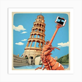 Shrimp In Front Of A Tower Art Print