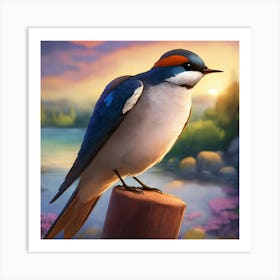 Cartoon Sally The Smiling Swallow Art Print