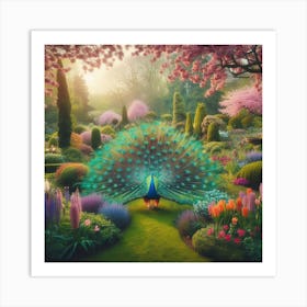 Peacock In The Garden Art Print