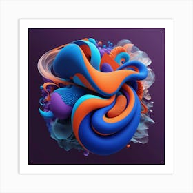 Default Abstract Digital Artwork Fluid Shapes In Vibrant Blues 0 Art Print