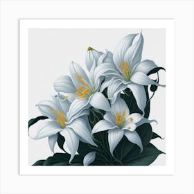 White Lilies myluckycharm Art Print