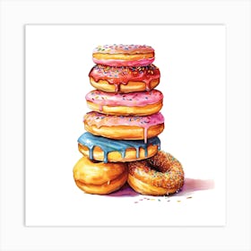 Stack Of Rainbow Donuts 1 Art Print